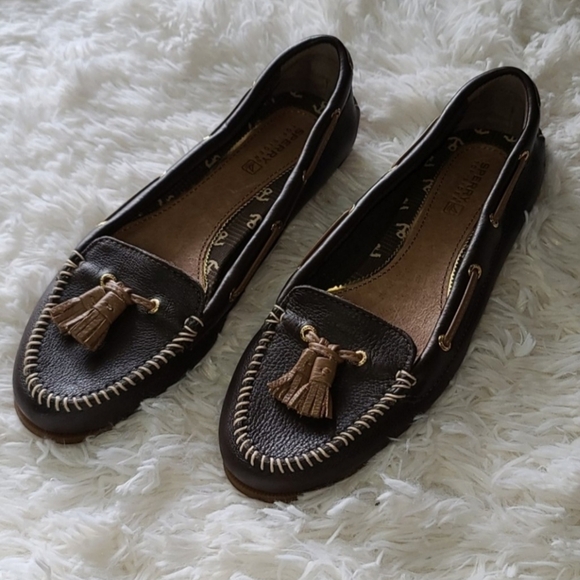 Sperry Shoes - Sperry Brown Leather Tassel Moccasin Loafers